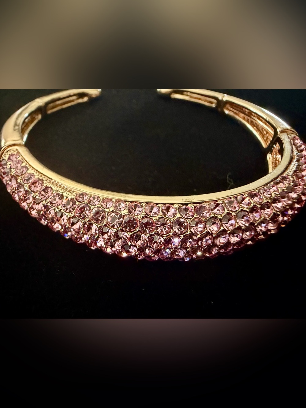 JOAN BOYCE GOLD-TONE PINK PAVE CRYSTALS CUFF BRACELET